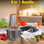 Exclusive 2in1 Bundle Silver Crest Meat Grinder 2L / Vegetable and Fruit Shredder Chopper Slicer With Drain Basket