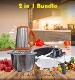 Exclusive 2in1 Bundle Silver Crest Meat Grinder 2L / Vegetable and Fruit Shredder Chopper Slicer With Drain Basket