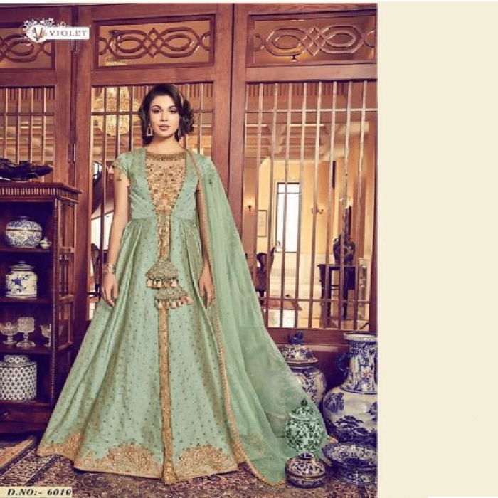 Jacquard Silk Beautiful Dress-6010 - Image 1