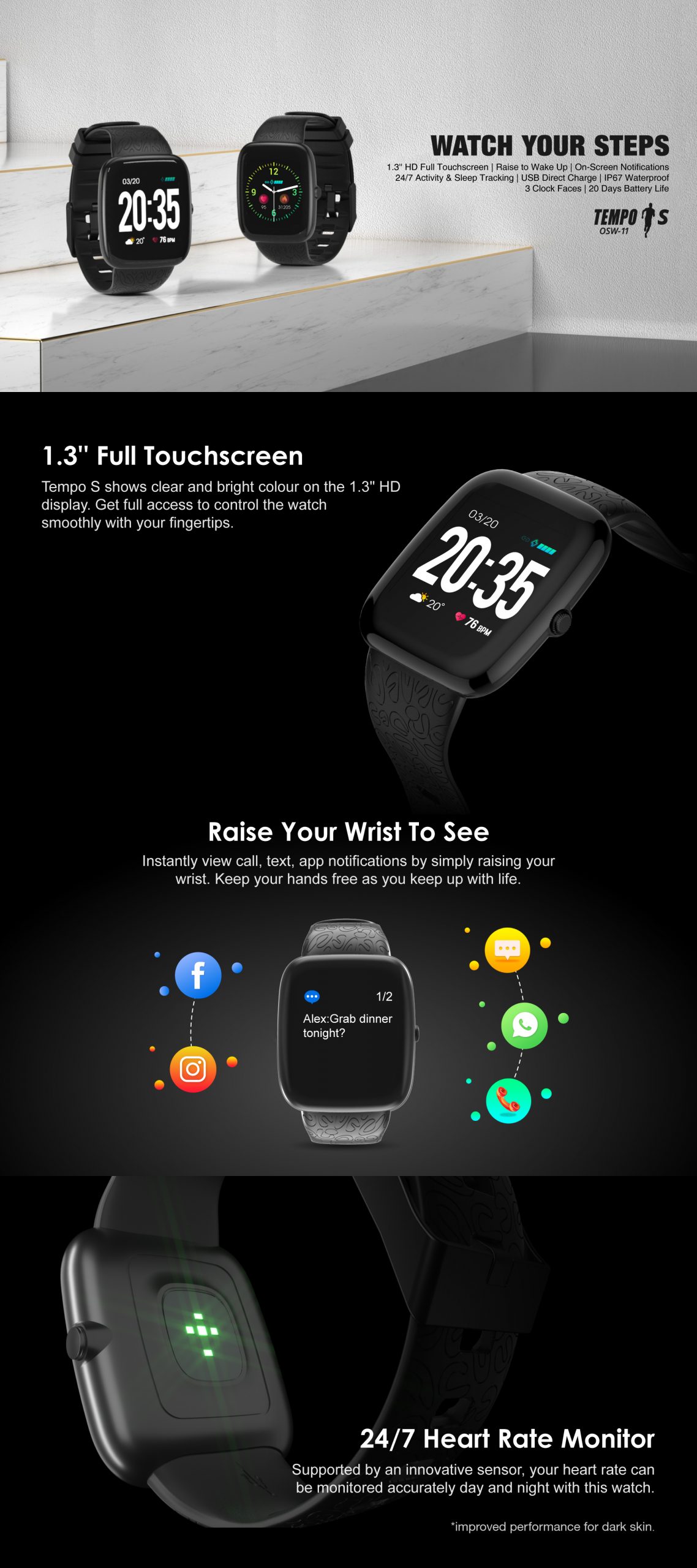 Oraimo Smart Watch Osw 11 Oraimo AMOLED Screen Bluetooth Call