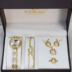 Coral Swiss Quartz 5Piece Jewelry Set JW002