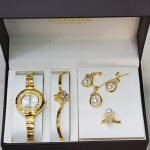 Coral Swiss Quartz 5Piece Jewelry Set