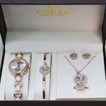 Coral Swiss Quartz 5Piece Jewelry Set JW005