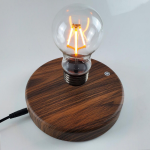 Levitating Magnetic LED Light Bulb with Walnut Wood Base Night Lamp
