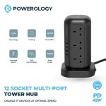 powerology-12-socket-multi-port-tower-hub